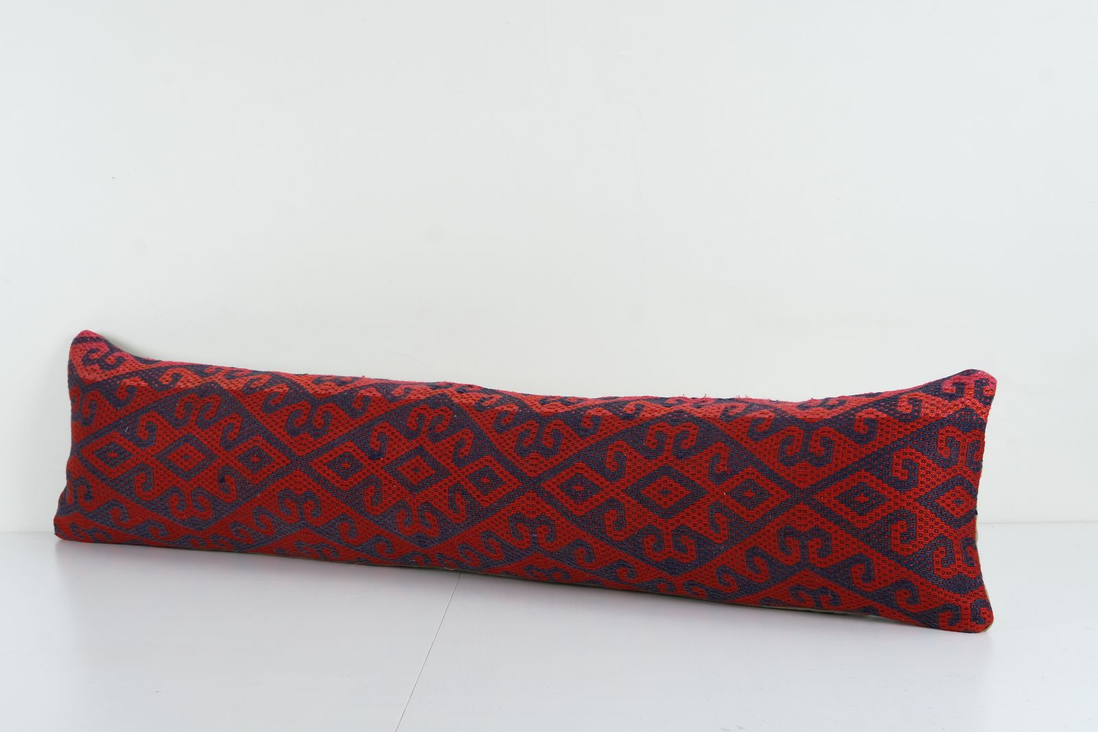 Striped Bohemian Bedding Wool Kilim Pillow Cover, Handmade Red Hippie Bedding Cushion photo for sale