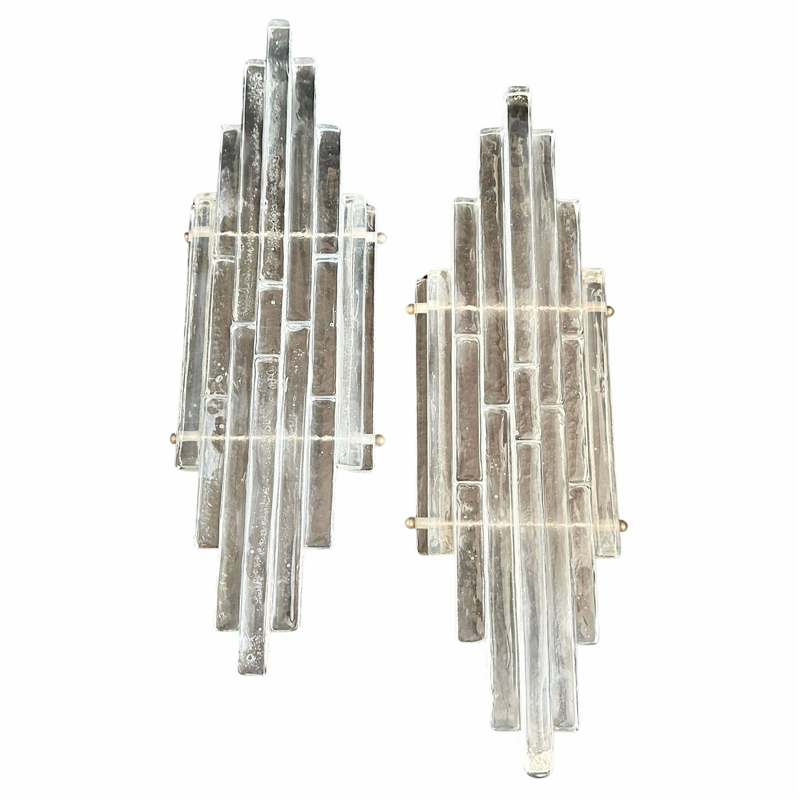 1970s Albano Poli Modernist Clear Stacked Glass Poliarte Linea Wall Sconces photo furniture