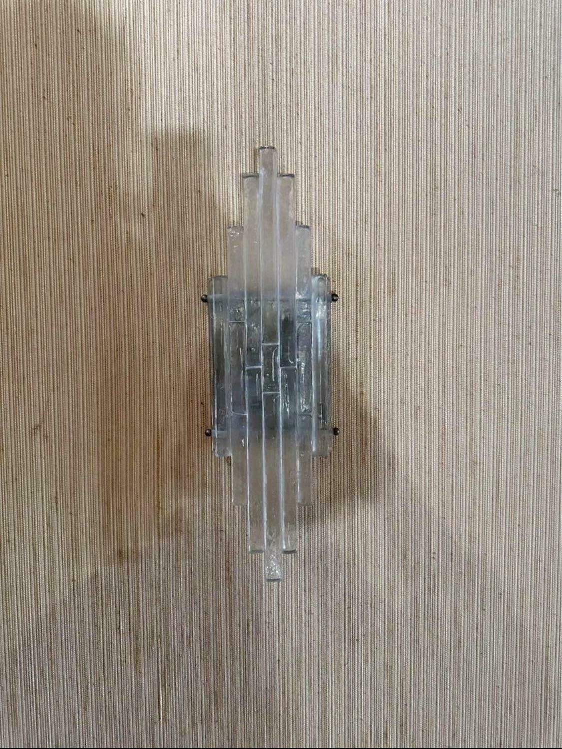 1970s Albano Poli Modernist Clear Stacked Glass Poliarte Linea Wall Sconces photo 4093.0