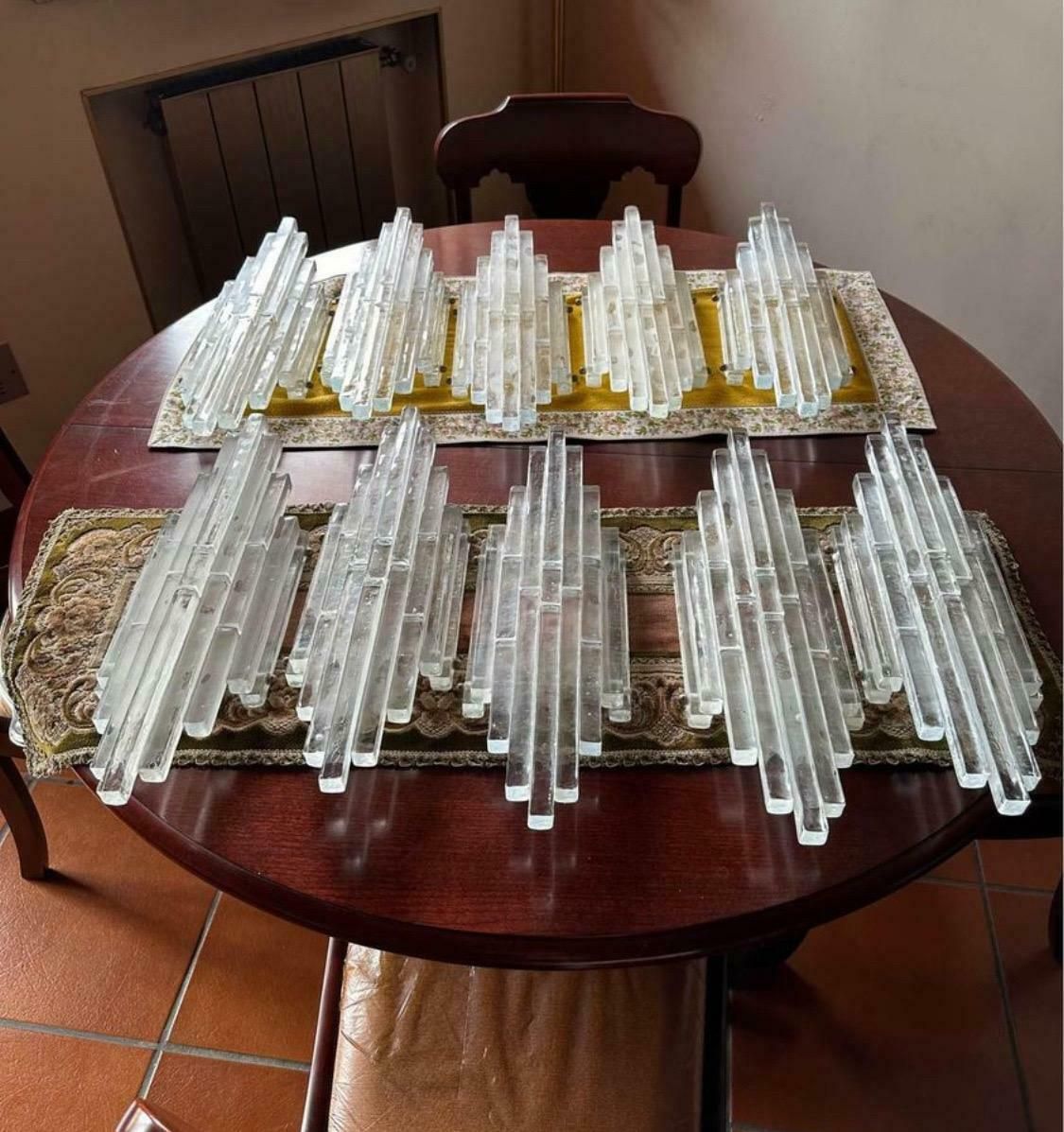1970s Albano Poli Modernist Clear Stacked Glass Poliarte Linea Wall Sconces photo buy