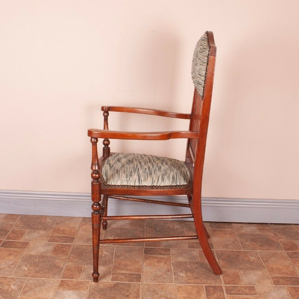 Edwardian Inlaid Occasional Elbow Chair photo vintage