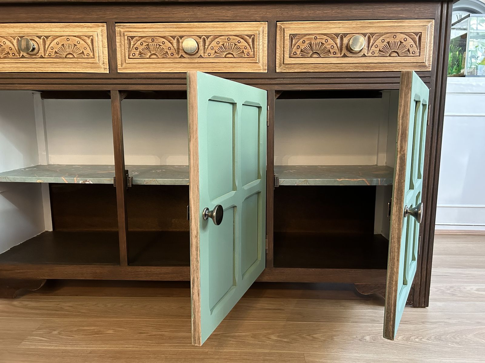 1250.0 Unique Upcycled Hardwood English Farmhouse Cabinet photo