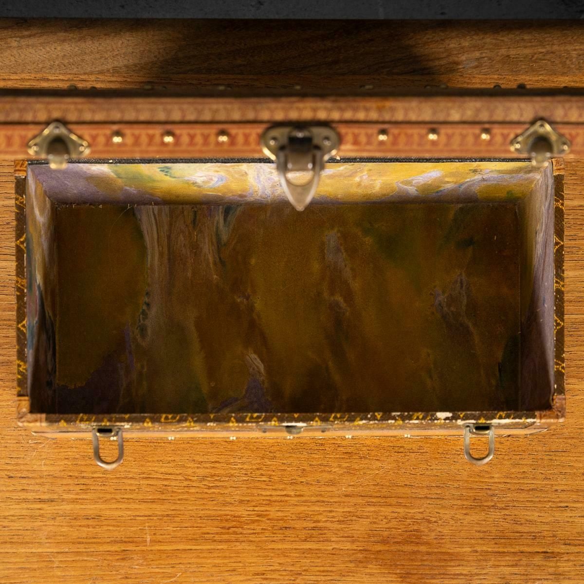 photo for sale Antique Rare 20thc Louis Vuitton "Malle Fleurs" Trunk In Monogram Canvas, France