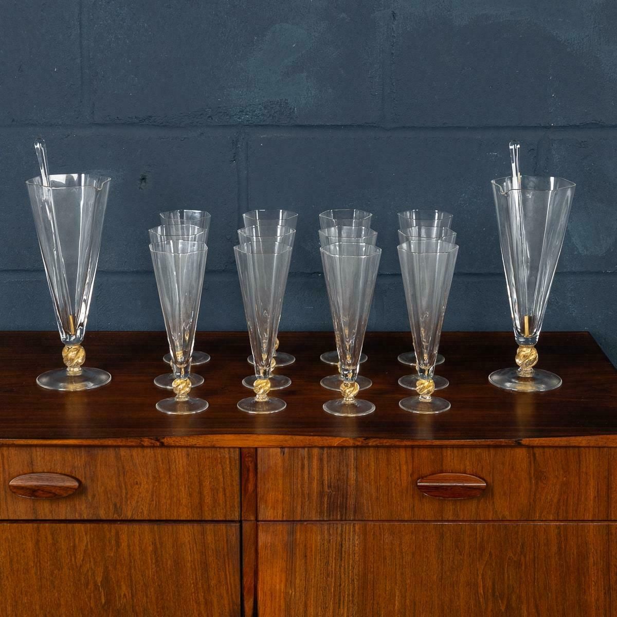 20th Century Italian Set Of 2 Carafes & 12 Glasses By Italo Varisco, Venice photo furniture
