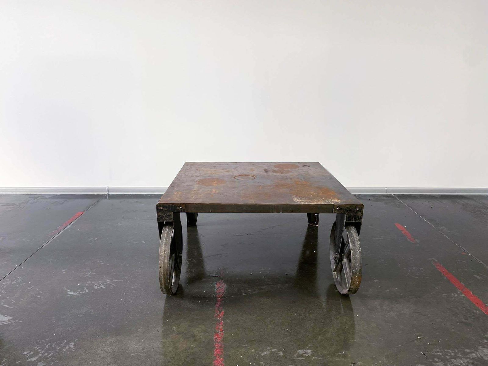photo for sale Brutalist Industrial Steel Coffee Table Trolley