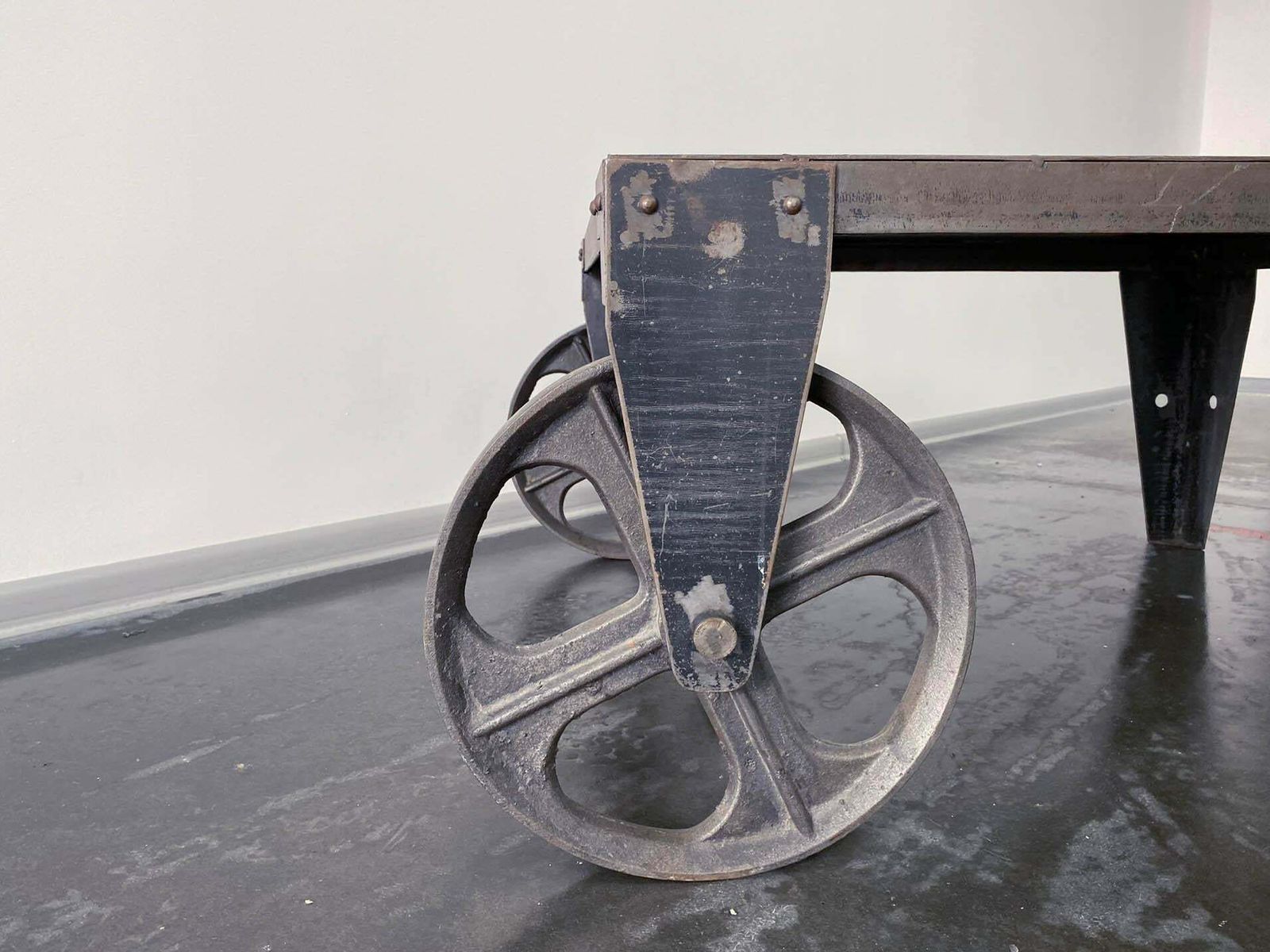 Furniture Brutalist Industrial Steel Coffee Table Trolley photo