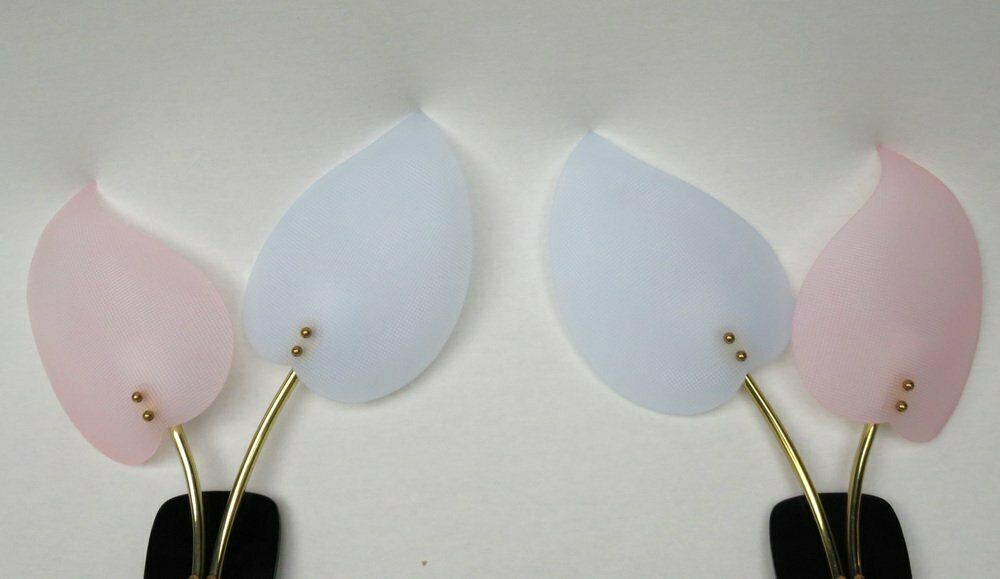2183.65 Floral Wall Lights In Acrylic Glass & Brass From Geru Lights, 1950s, Set Of 2 photo