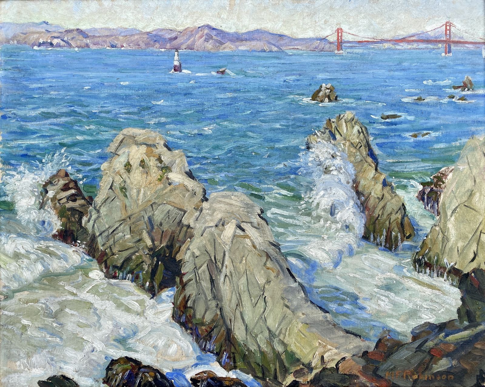 ‘Golden Gate Bridge, Californian Coast’ By Margaret France Robinson, 1908 – 1985 photo furniture