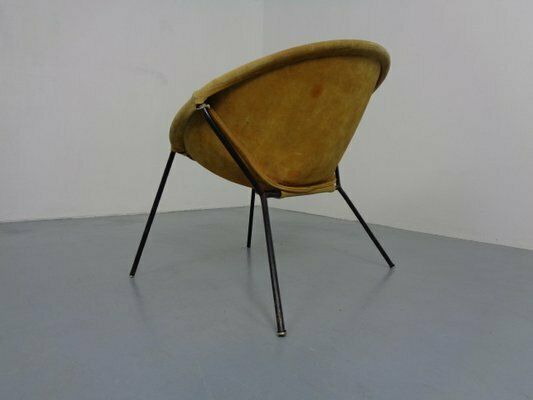 Danish Suede Folding Ballon Chair By Hans Olsen For Lea, 1960s photo vintage
