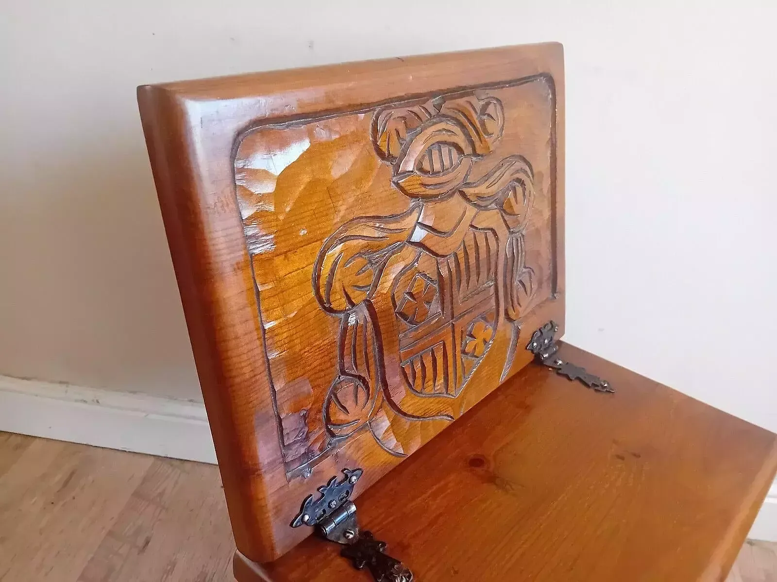 Super Pair Of Mid Century French/Spanish Carved Oak Metamorphic Seats/Tables photo Furniture