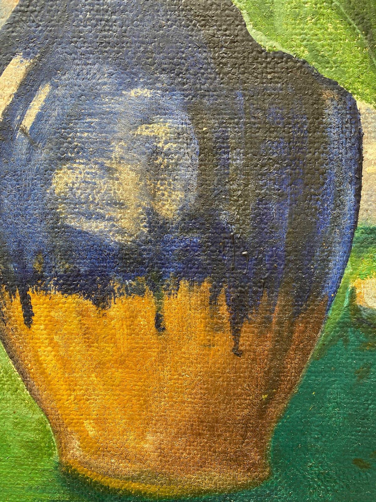 Framed Oil On Canvas C1947 Still Life Sunflowers In Vase Next To Window   Artist F. Augustinus photo vintage