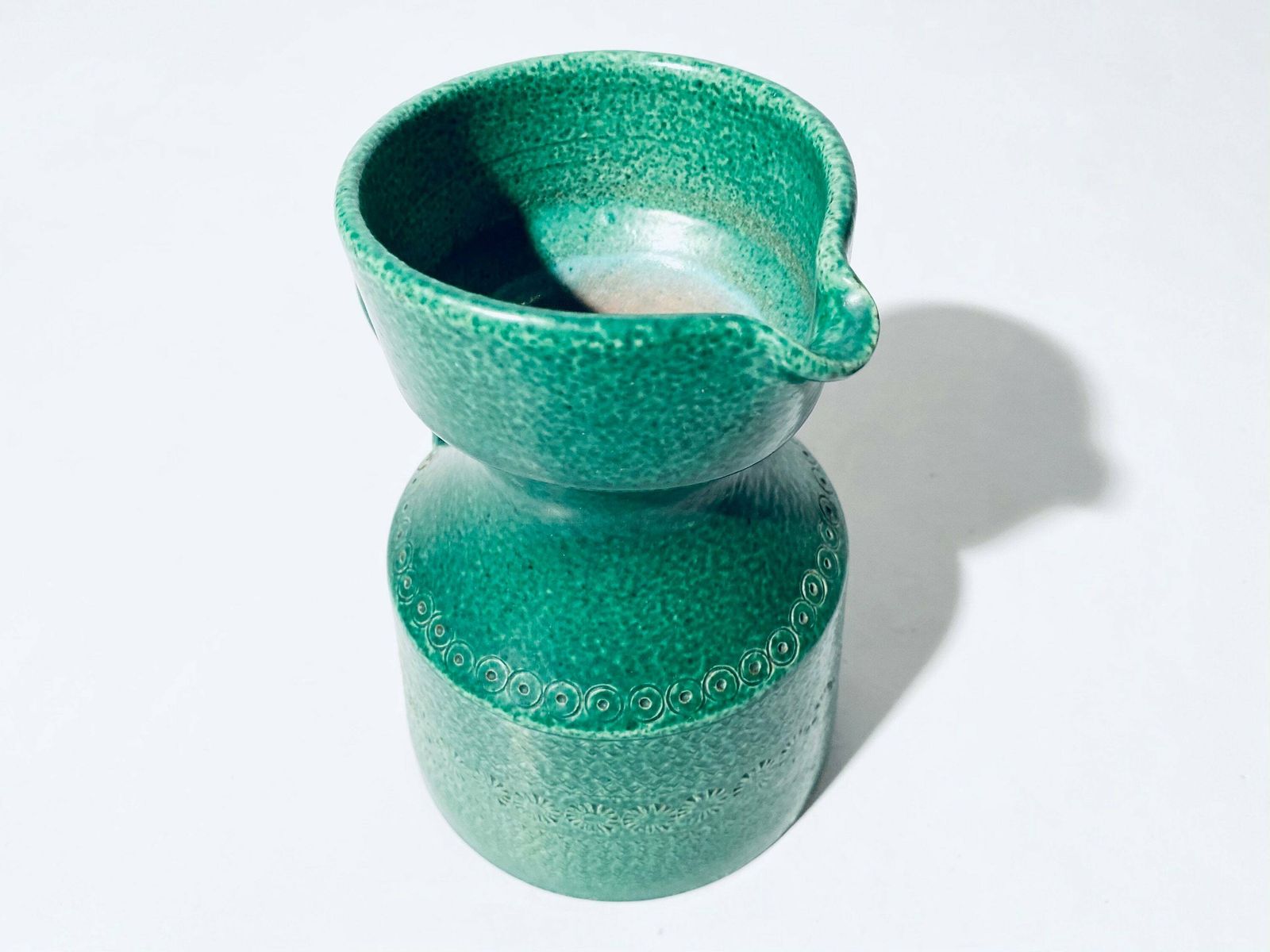 Wilhelm Kagel Green Studio Ceramic Pitcher Vase Jug / West German Pottery / Vintage 1960s photo buy