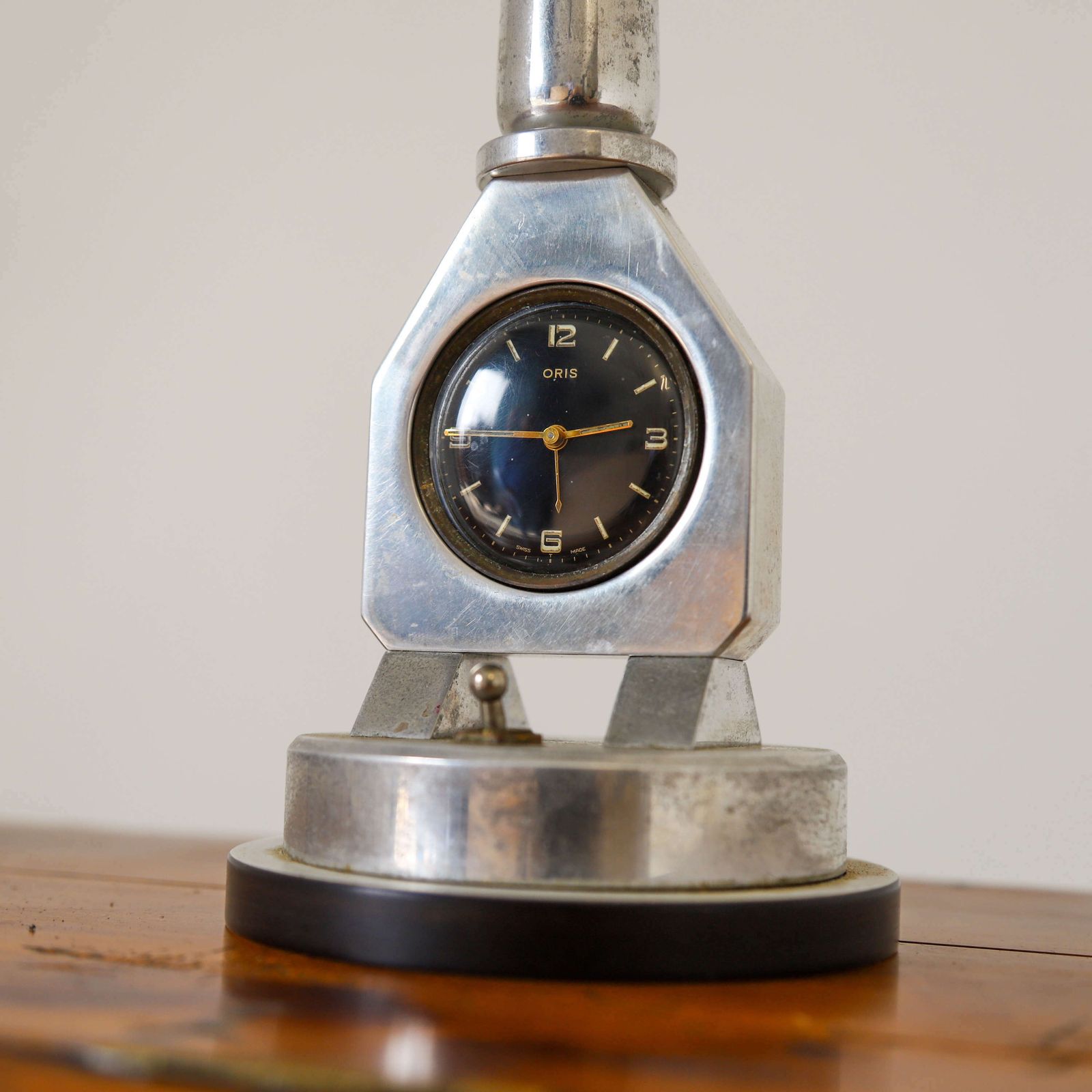 C.1930s Rare Automobilia Item   French Aluminium Lamp With Oris Watch photo furniture