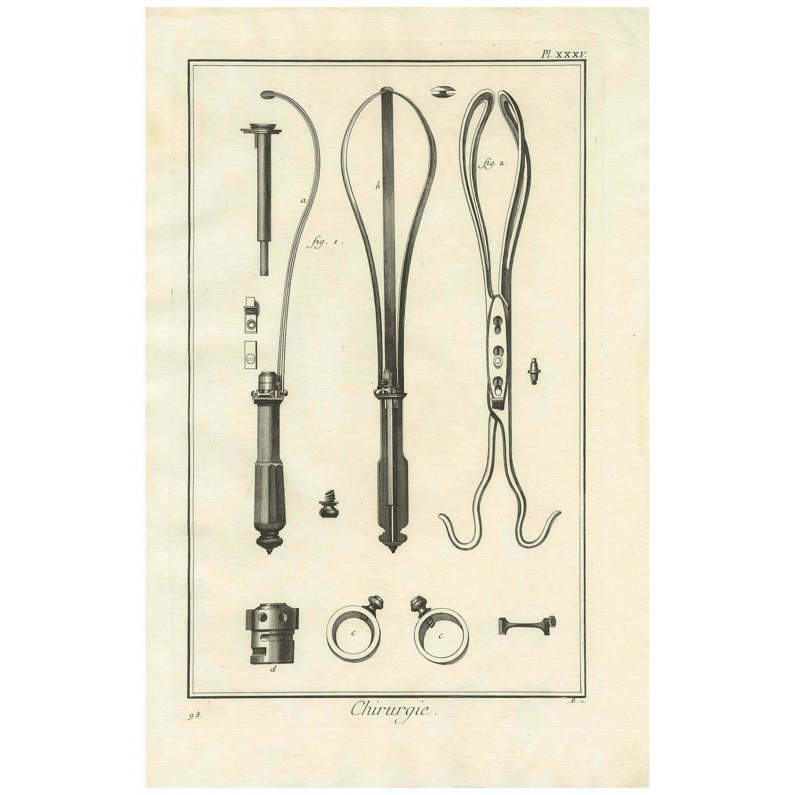 Antique Medical Print 'Pl. Xxxv' By D. Diderot, Circa 1760