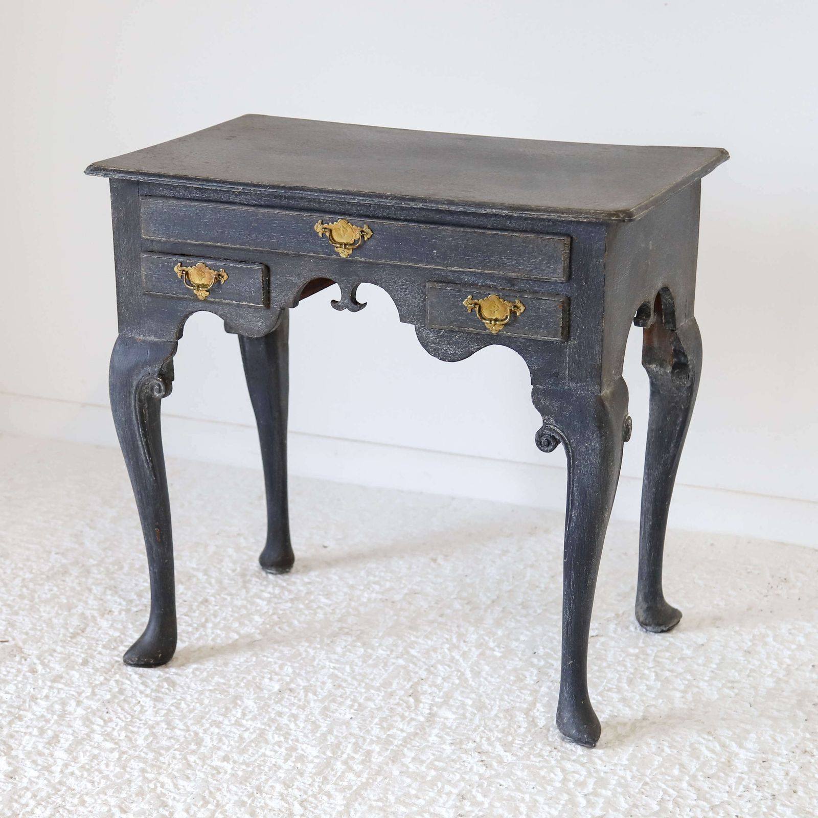 English Lowboy With Drawers   Later Painted Mottled Black photo furniture