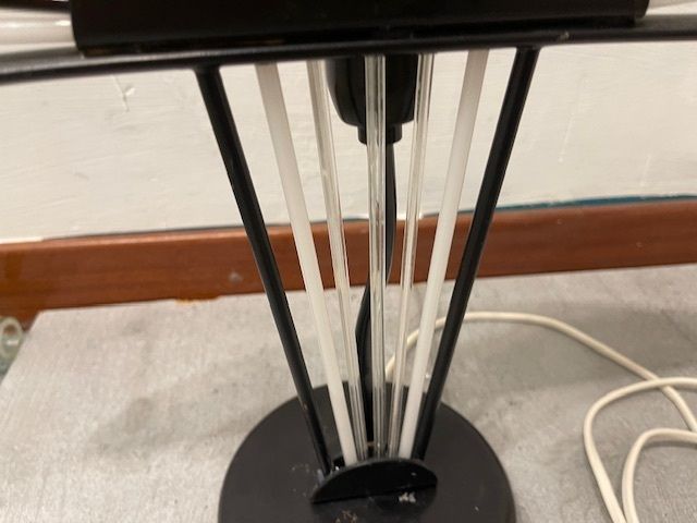 Architectural Black  And White Murano Glass Rod Table Lamps Set Of 2 photo vinterior