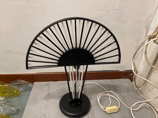 Architectural Black  And White Murano Glass Rod Table Lamps Set Of 2 photo vintage