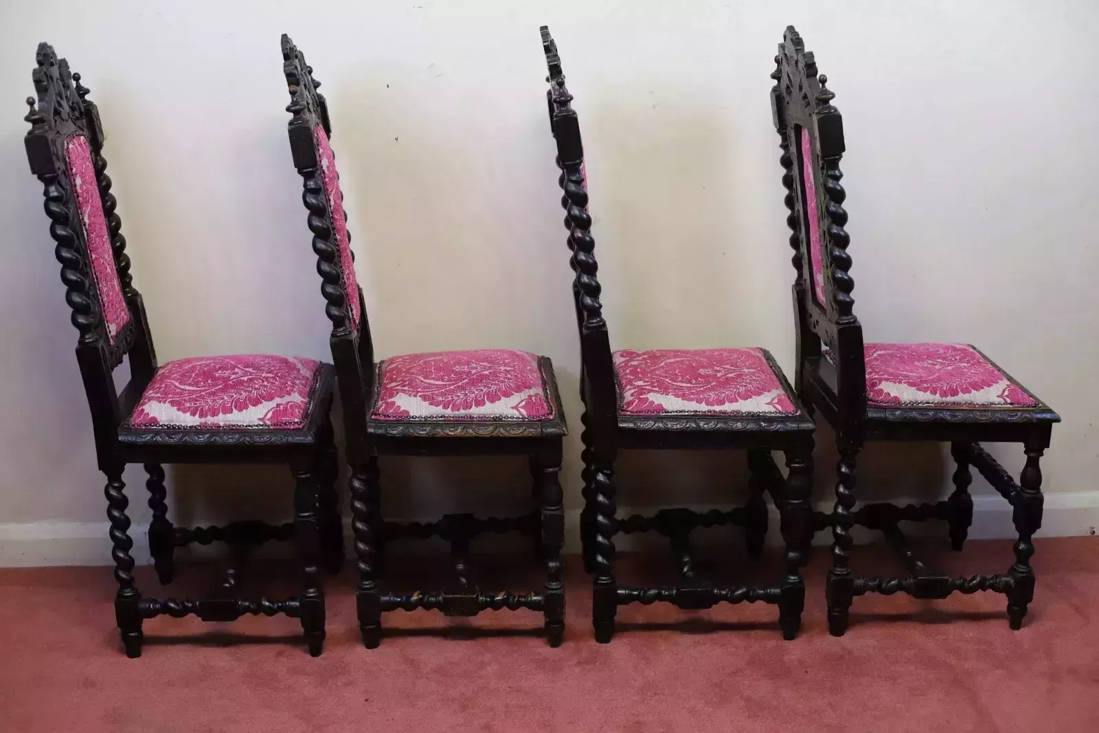 3200.0 Beautiful Set Of Six Victorian Carved Oak Dining Chairs photo