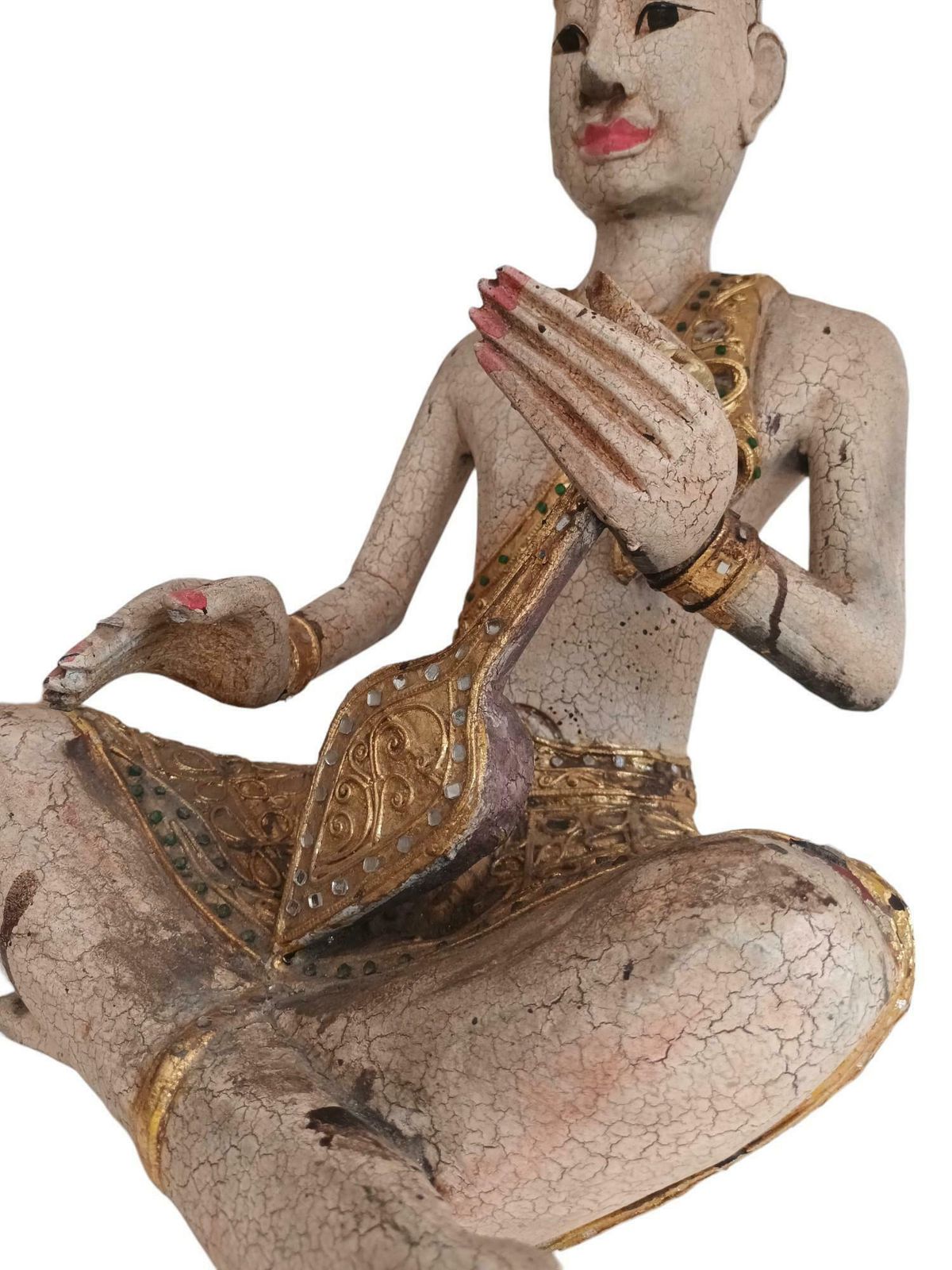 Vintage Buddha Wooden Sculpture Large Indian Thai Monk Art Hindu Antique Sitting Buddhist 1970 photo buy