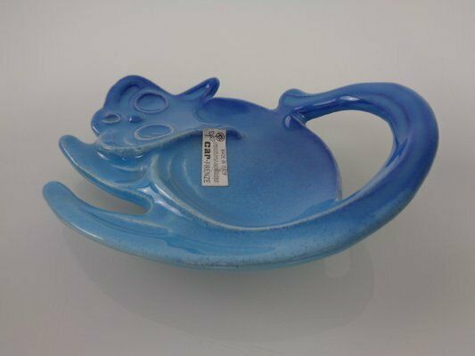Home Decor Blue Car Firenze Ceramic Cat Ashtray, Italy, 1960s photo