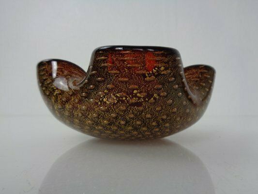 Red & Golg Murano Glass Ashtray By Barovier & Toso, Italy, 1960s photo 190.0