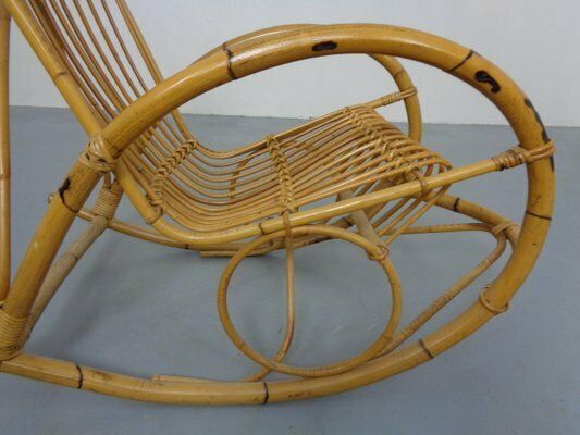 photo buy Mid Century French Bamboo Rocking Chair, 1950s