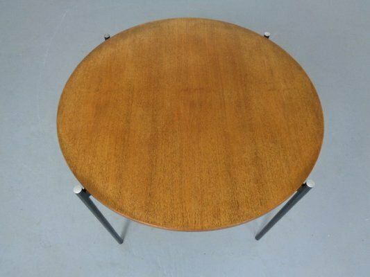 Round Teak And Steel Coffee Table From Thonet, 1950s photo 742.0