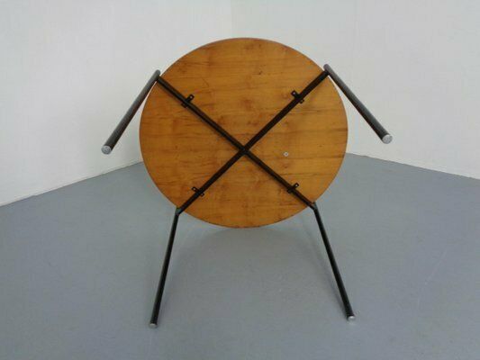 photo furniture Round Teak And Steel Coffee Table From Thonet, 1950s