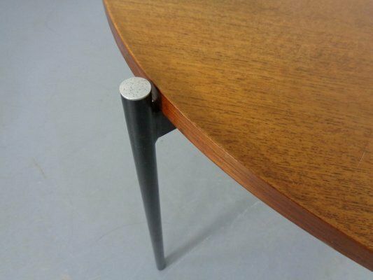 Furniture Round Teak And Steel Coffee Table From Thonet, 1950s photo