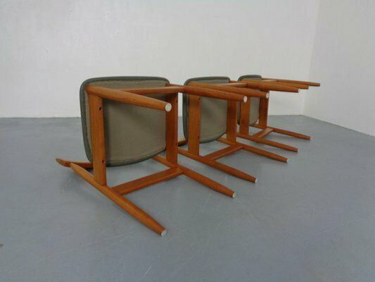 Dining Chairs In Teak And Leather By Farsø Stolefabrik, 1960s, Set Of 3 photo vintage