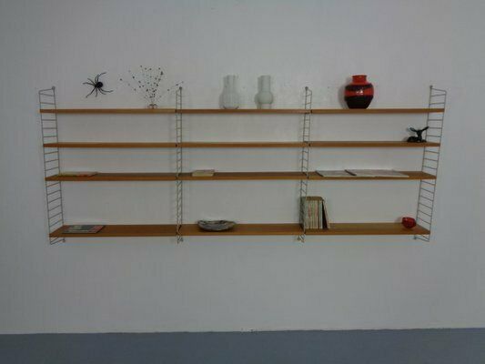 Large Swedish Wall Unit In Ash And Metal By Kajsa & Nils Nisse Strinning For String, 1950s photo Furniture