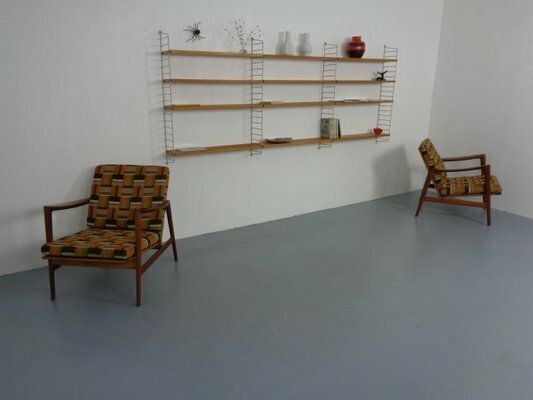 Large Swedish Wall Unit In Ash And Metal By Kajsa & Nils Nisse Strinning For String, 1950s photo buy