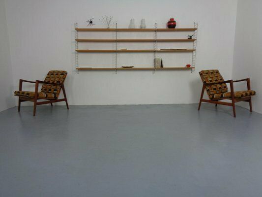 photo vintage Large Swedish Wall Unit In Ash And Metal By Kajsa & Nils Nisse Strinning For String, 1950s
