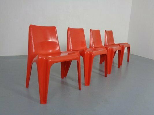 B1171 Fiberglass Stacking Chairs By Helmut Bätzner For Bofinger, 1960s, Set Of 4 photo for sale