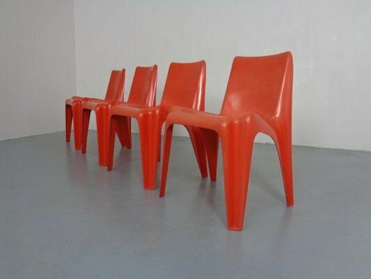 B1171 Fiberglass Stacking Chairs By Helmut Bätzner For Bofinger, 1960s, Set Of 4 photo Furniture