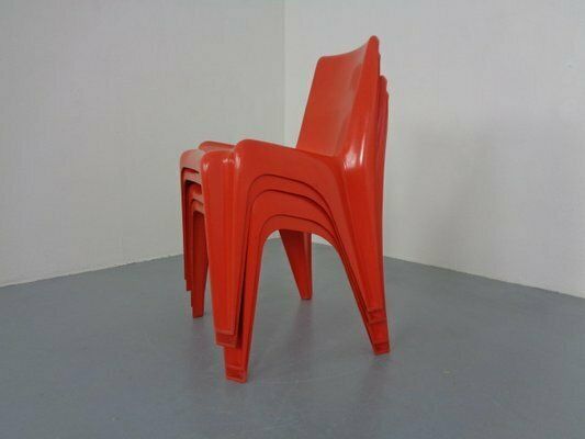 Furniture B1171 Fiberglass Stacking Chairs By Helmut Bätzner For Bofinger, 1960s, Set Of 4 photo
