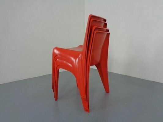 1012.0 B1171 Fiberglass Stacking Chairs By Helmut Bätzner For Bofinger, 1960s, Set Of 4 photo