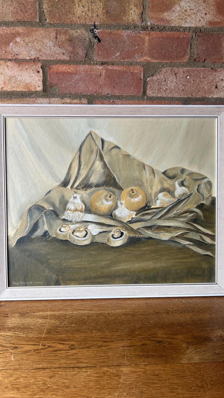Original Mid Century Still Life Oil Painting By Ray Bennett photo for sale