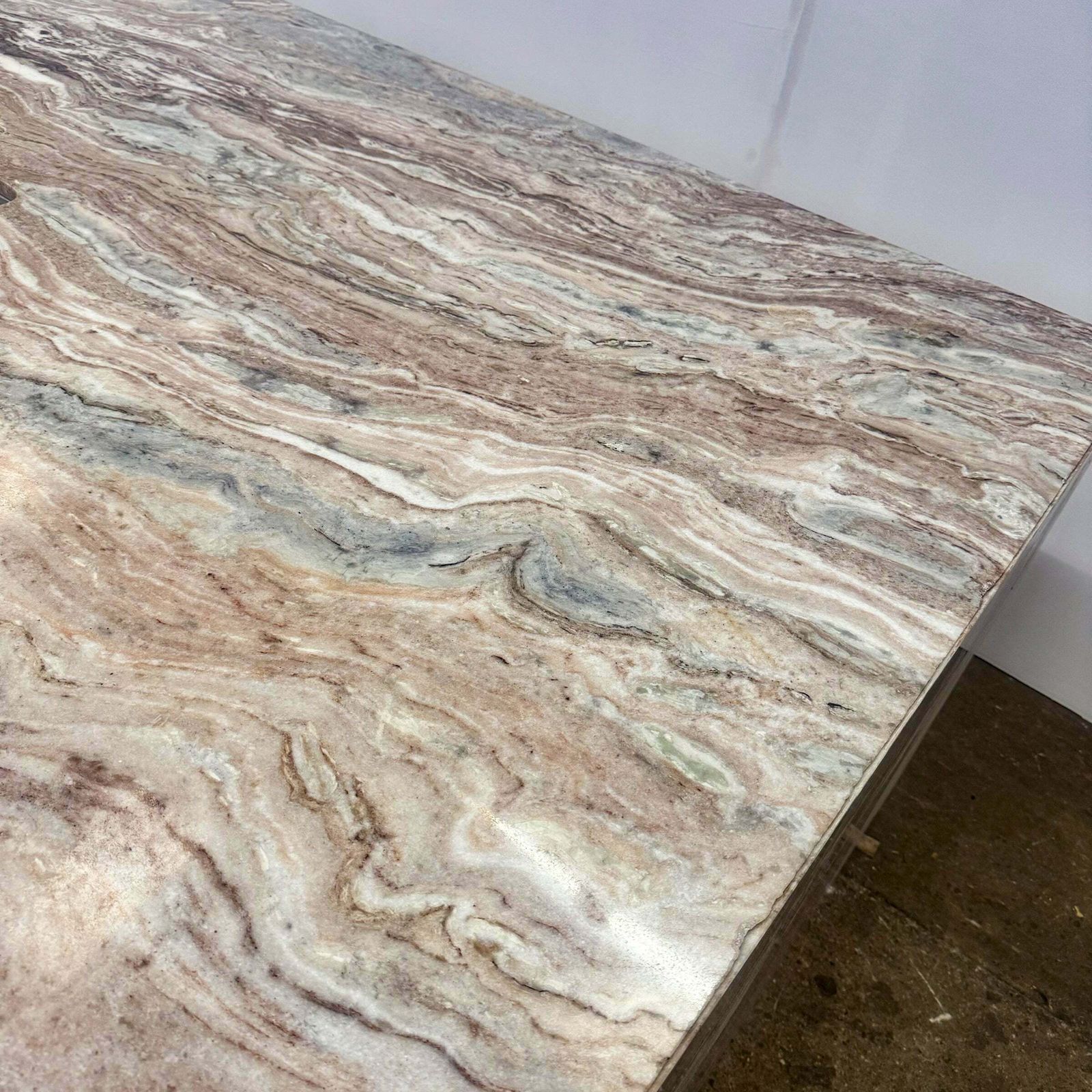 Brown And Green Marble Kitchen Island With Sink photo Home Decor
