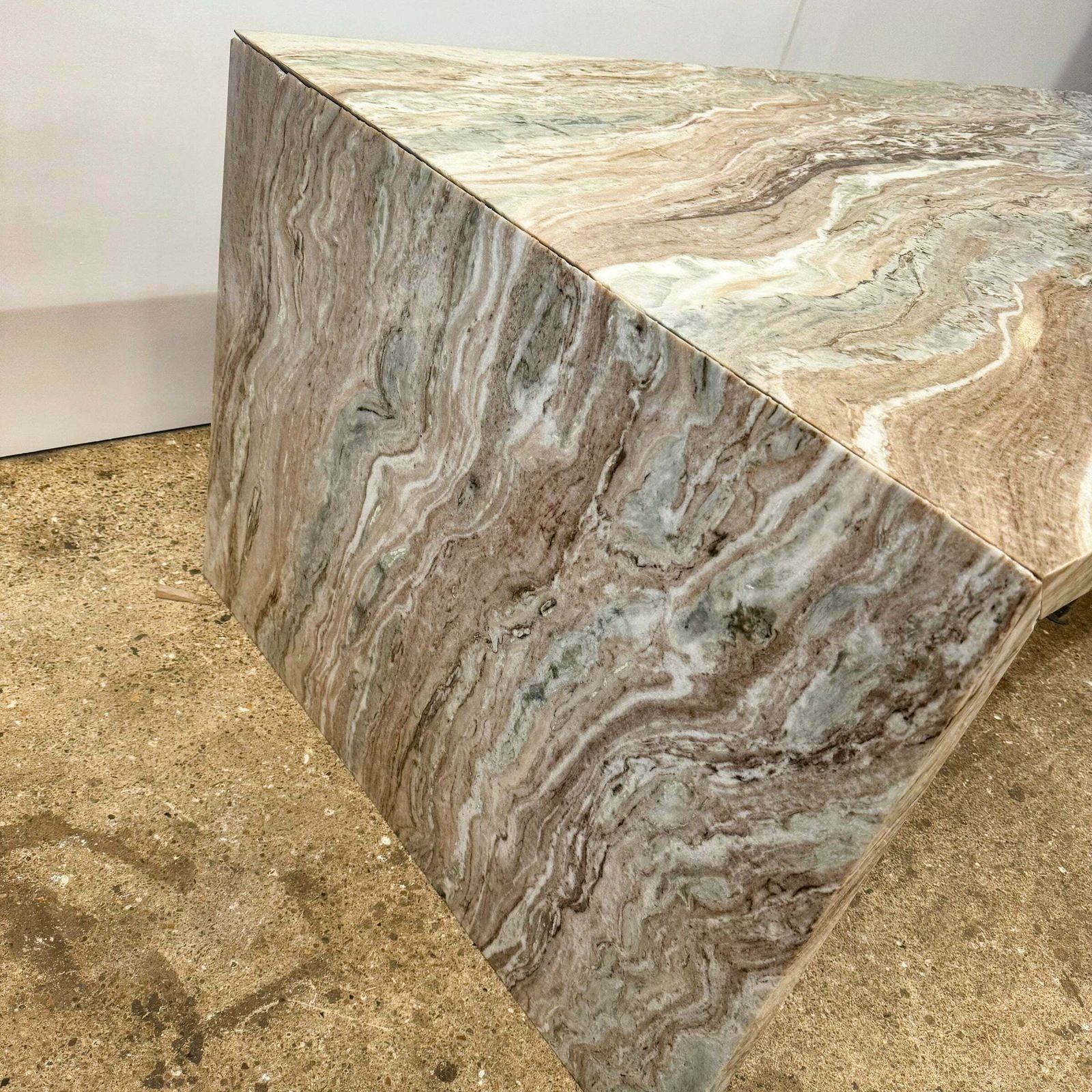 Brown And Green Marble Kitchen Island With Sink photo vintage