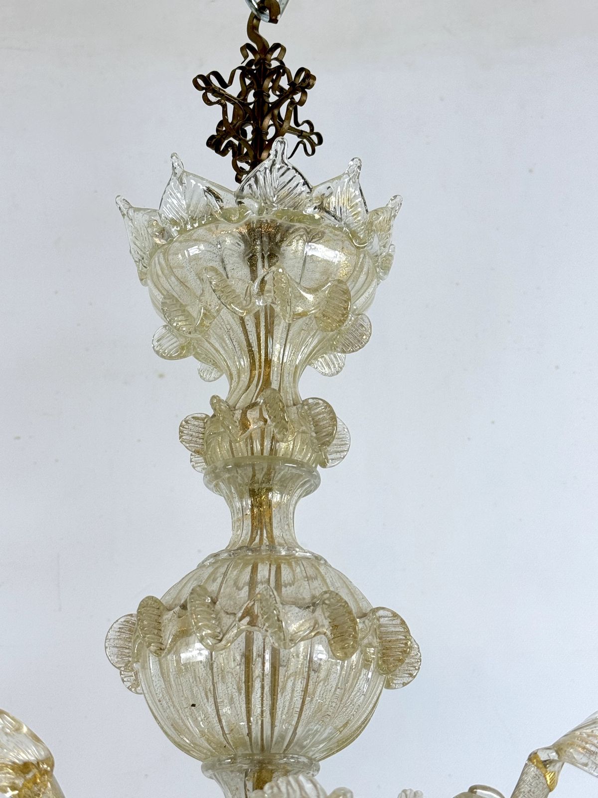 Pair Of Italian Murano Gold Dusted Chandeliers From 50s. photo 8450.0