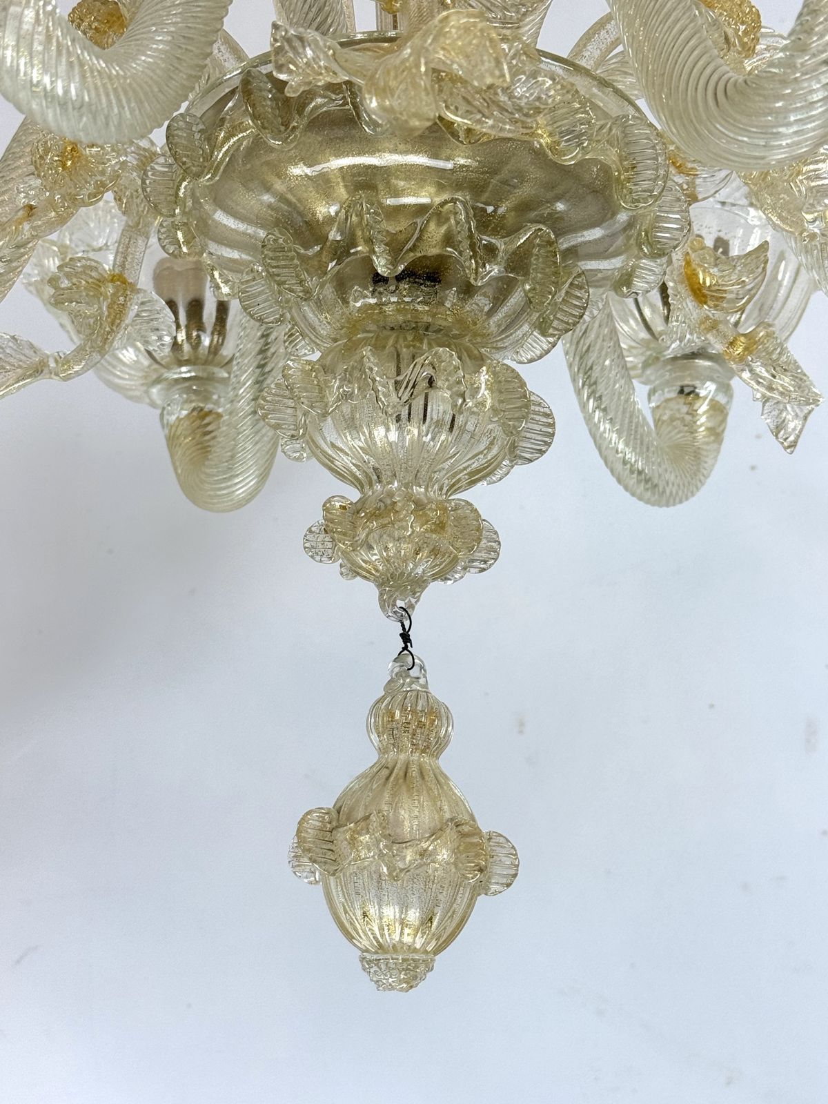 8450.0 Pair Of Italian Murano Gold Dusted Chandeliers From 50s. photo