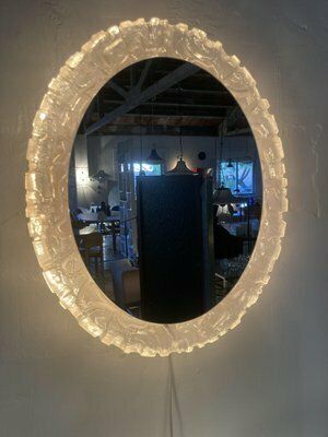 Large Oval Wall Mirror With Lighting By Egon Hillebrand For Hillebrand Lighting, 1970s photo furniture