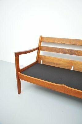 photo buy Senator Sofa With Black Leather Cushions By Ole Wascher For France And Son