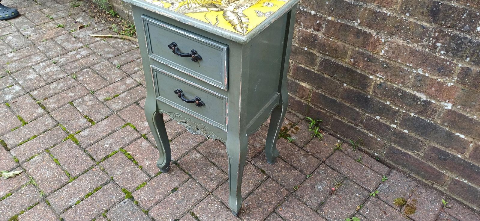 Quirky Painted Shabby Chic Bedside Cupboard With Jungle Wildlife Snake Tiger Monkey Decoupage photo vinterior