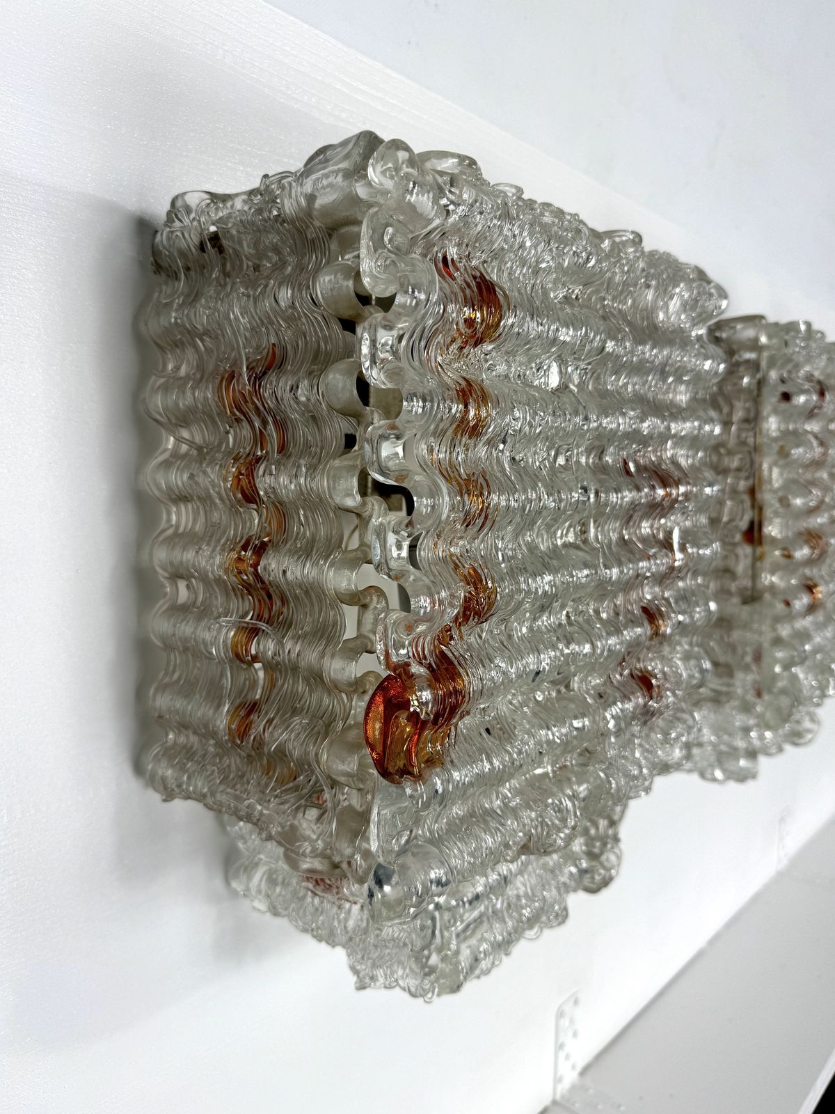 Lighting Set Of Four Large Wall Lamps In Murano Glass Elements By Poliarte. Italy 1970s photo