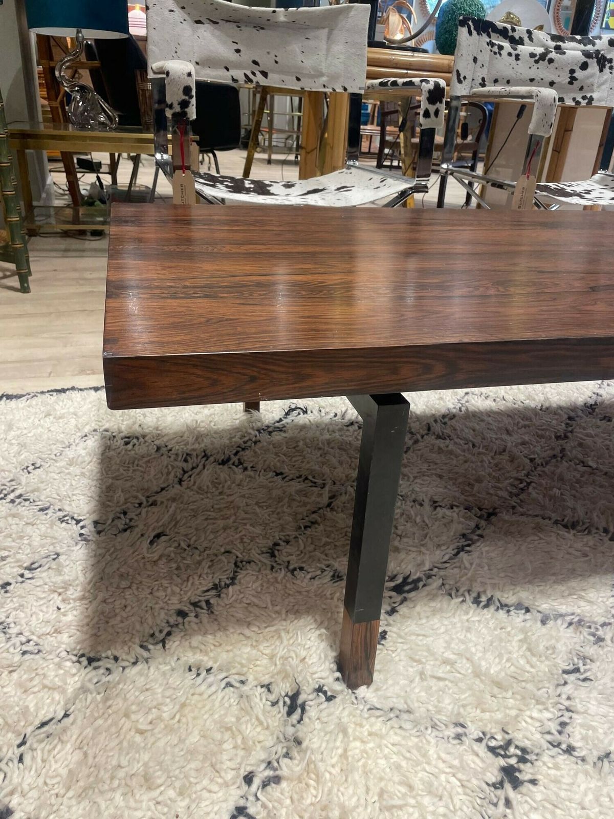 A Very Sleek Danish 1960s Rosewood Coffee Table With Black Metal Frame And Legs photo Furniture