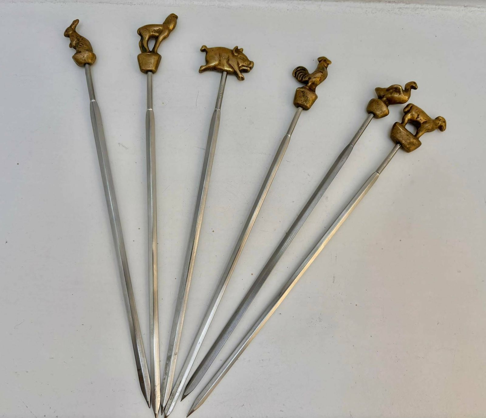 Barbecue Skewers Animals Grilled Meat Fruits Scampi/ Seafood Metal Marshmellow Vintage Handmade Grill Accessories Bbq Skewer Set Gift photo for sale