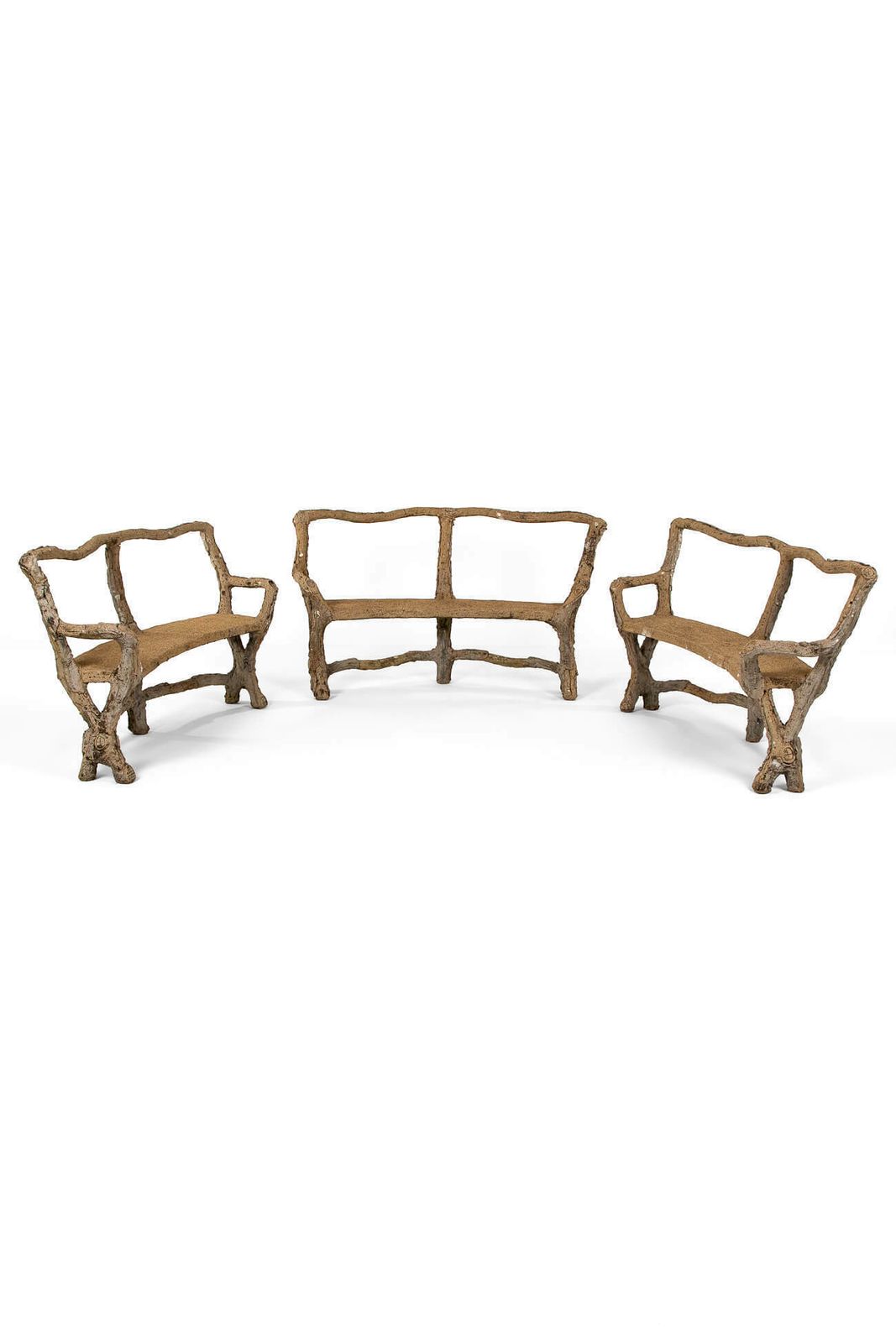 French Faux Bois Stone Benches photo furniture