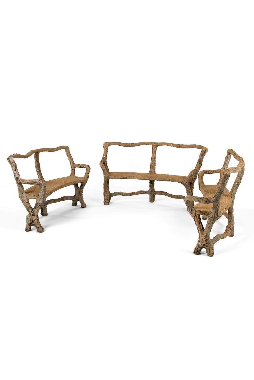 French Faux Bois Stone Benches photo 4412.0